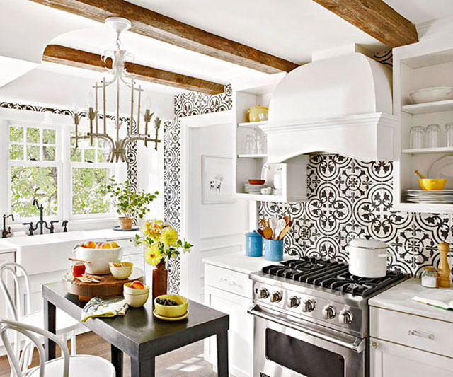 Cluny Kitchen backsplash wall Granada Cement Tile