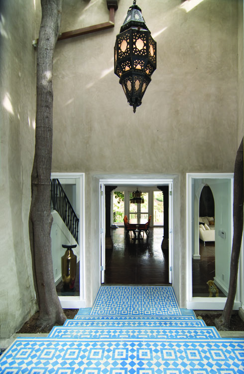 Fez cement tiles used to make a Blue White Entry