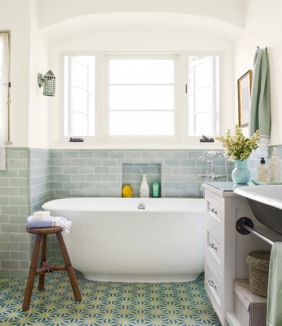 Tunis Cement Tiles In A Beautiful Bathroom On This Old Tunis Cement Tiles In A Beautiful Bathroom On This Old