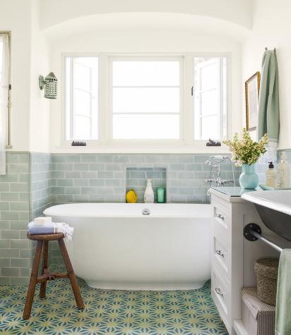 Tunis Cement Tiles In A Beautiful Bathroom On This Old House