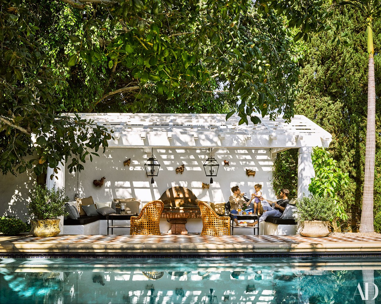 Nate Berkus' Granada Tile covered deck in AD. Photo by Douglas Friedman