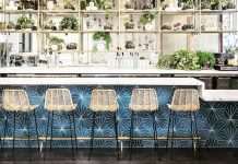 Get the look of Fundamental LA's downtown bar using Granada Cement Tiles New Orleans Hex Tiles