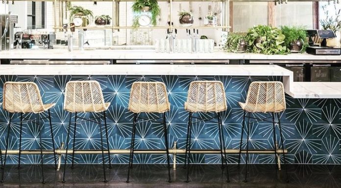 Get the look of Fundamental LA's downtown bar using Granada Cement Tiles New Orleans Hex Tiles