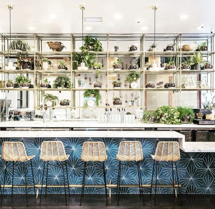 Get the look of Fundamental LA's downtown bar using Granada Cement Tiles New Orleans Hex Tiles