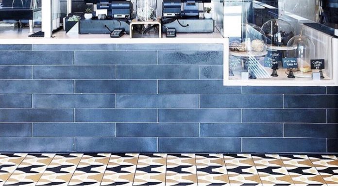 Granada Tile's Stockholm cement tiles at Juniper Table at Kimpton Rowan Palm Springs, by Will Taylor/Bright Bazaar