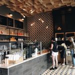 Granada Tile's Stockholm cement tiles at Juniper Table at Kimpton Rowan Palm Springs. Photo Tracie Hang