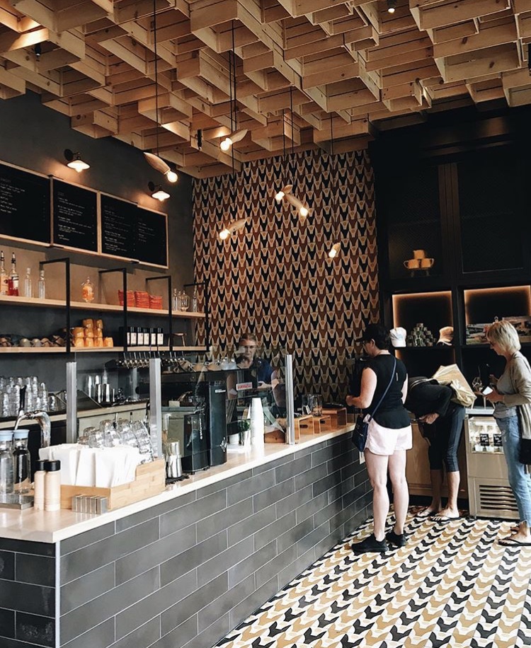 Granada Tile's Stockholm cement tiles at Juniper Table at Kimpton Rowan Palm Springs. Photo Tracie Hang