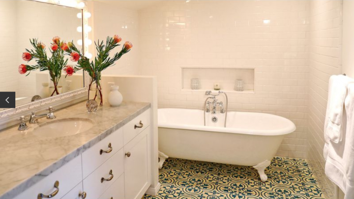 Granada Tile's Cluny cement tiles give actress Heather Graham's home a zen world traveler look