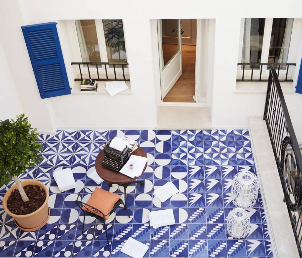 Gio Pointi-style cement tiles at Spain's Hotel Cort