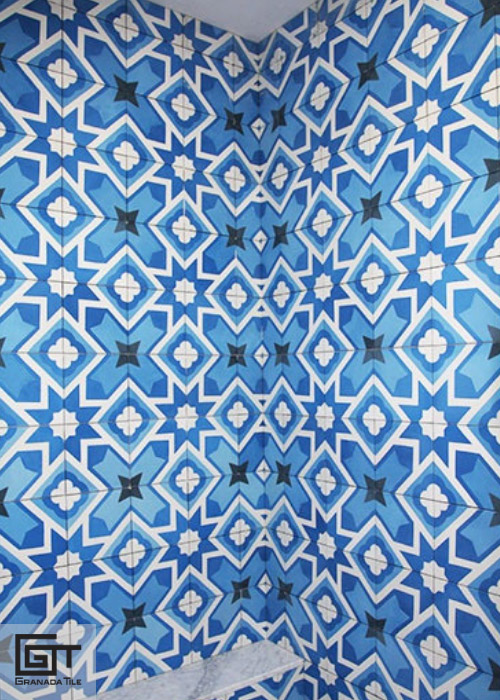 Blue encaustic tile pattern