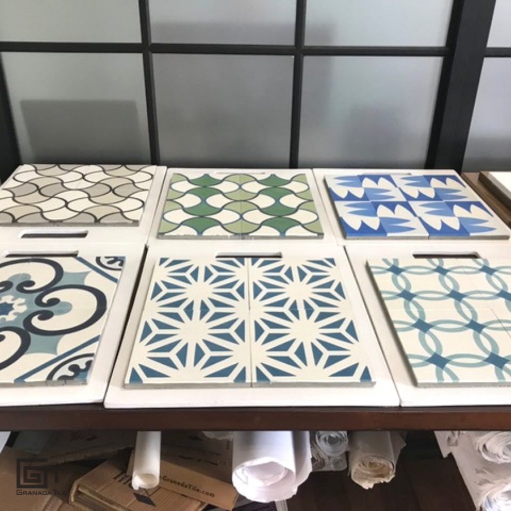 Custom tiles laid out on a table