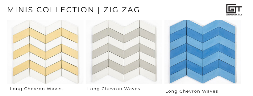 Long Chevron Waves cement tiles from the Minis Collection