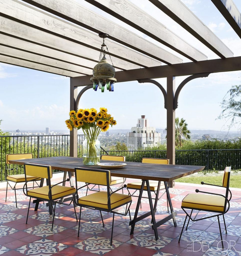 A Hollywood Hills home patio tiles made by Granada Tile