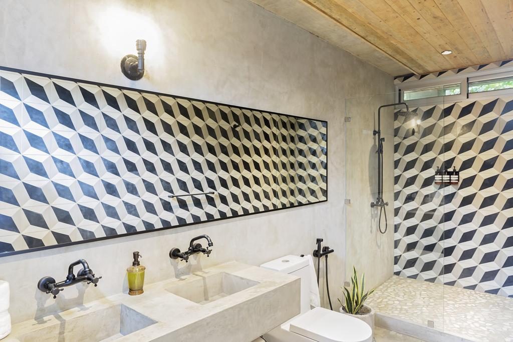 Bathroom with a patchwork design