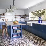 Blue and white kitchen with Sofia cement tiles