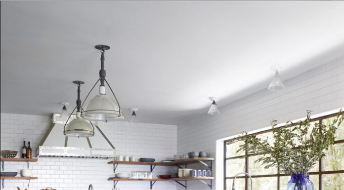 Blue and white kitchen with Sofia cement tiles