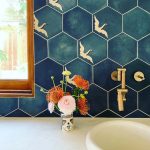 Custom Egret cement tile in a bathroom