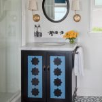 A bathroom sink with an Alhambra pattern from Granada Tile's Echo collection