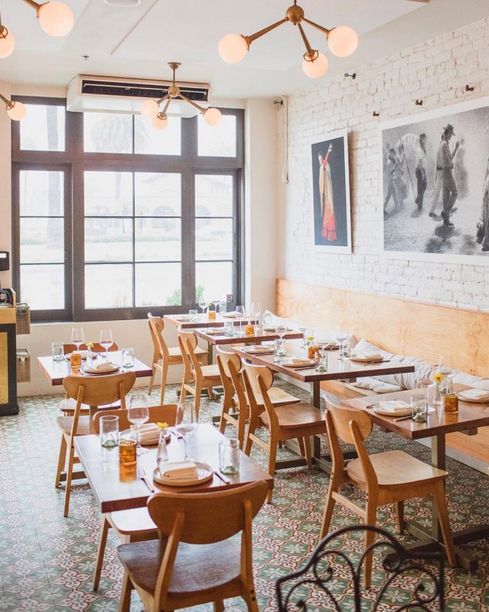 Loquita Santa Barbara restaurant uses Sofia Cement tile for flooring