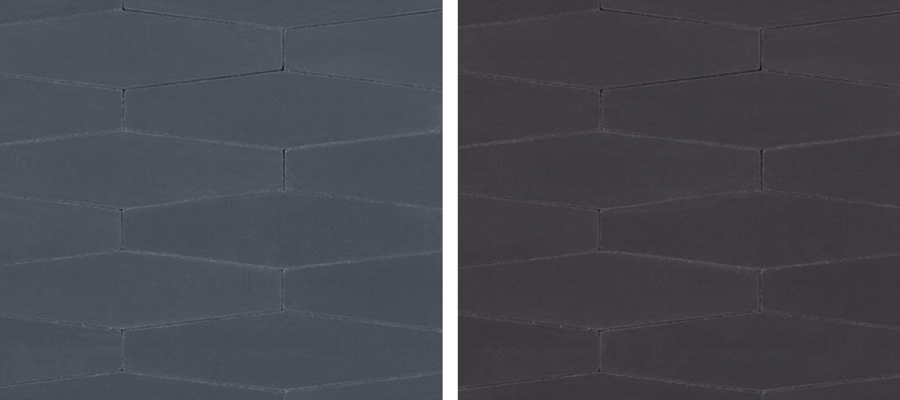 Long Hexes cement tiles in Midnight and Black