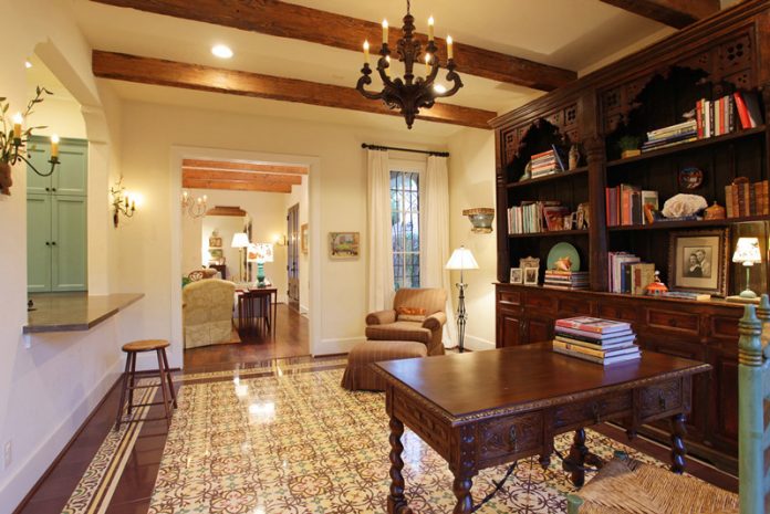 Home office designed by Mirador Builders using St Tropez cement tiles