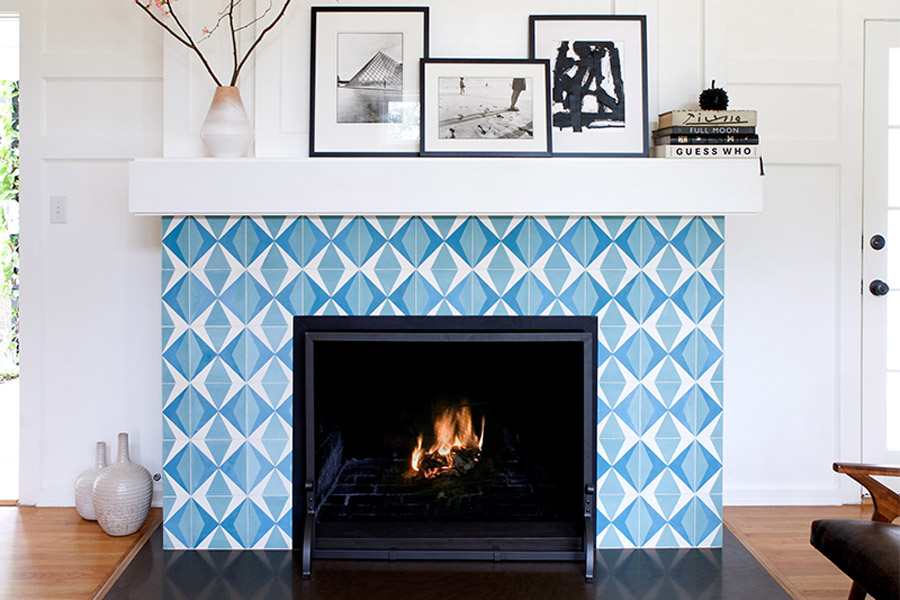 Beautiful fireplace crafted using Hokkaido Cement Tiles