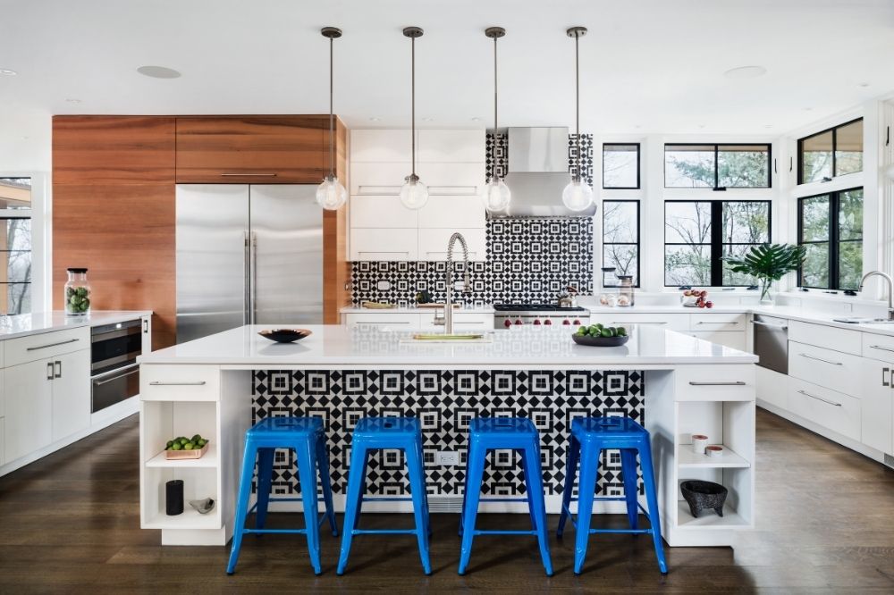 Studio Marchetti used Fez cement tiles for a kitchen