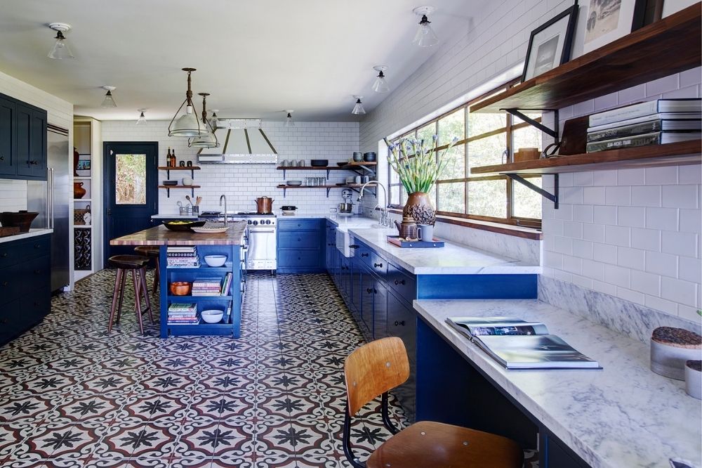 Studio Marchetti used custom Sofia cement tiles for a kitchen