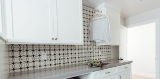 Breathtaking Laundry Room by Michelle Lisac that uses Athens Cement Tiles