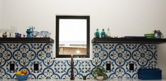 Normandy cement tiles for kitchen backsplash