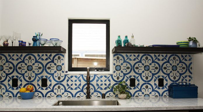 Normandy cement tiles for kitchen backsplash