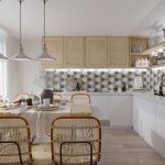 Classic hexagon design tiles in kitchen