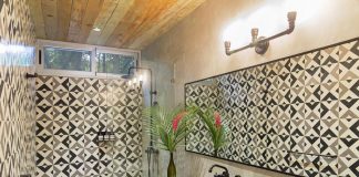 echo cement tile in the shower from granada tile