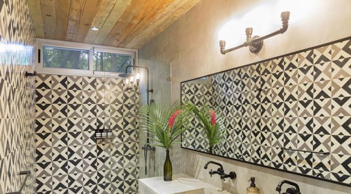 echo cement tile in the shower from granada tile