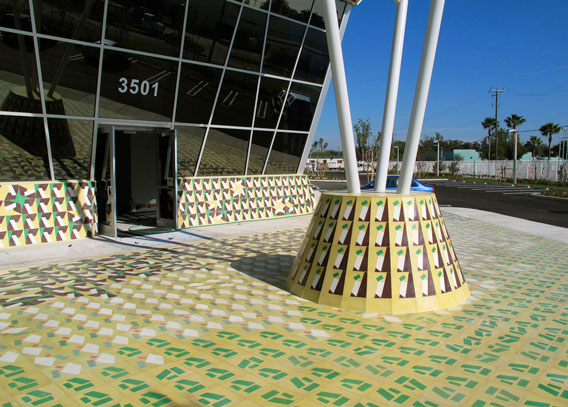 Cement Tile Outdoor Installation by Michelle Weinberg