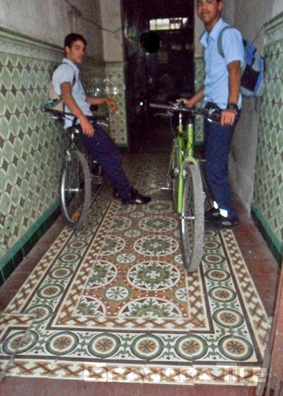 Cement tile in a small entryway in Havana, Cuba